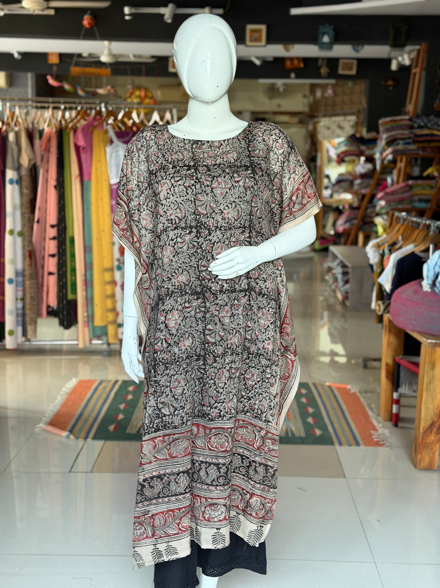 Kalamkari kaftan kurti - soft cotton with hand block prints - designs n colors options available