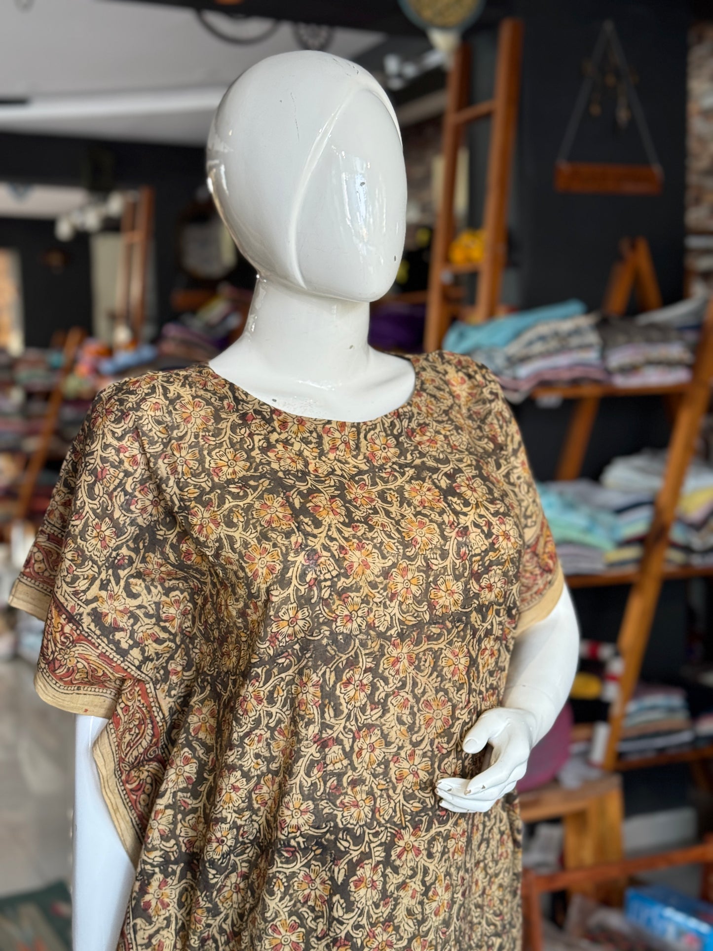 Kalamkari kaftan kurti - soft cotton with hand block prints - designs n colors options available