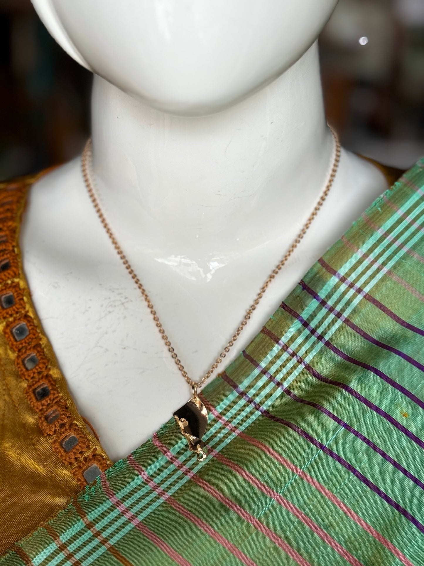 Pendant with chain - copper handcrafted neckpiece