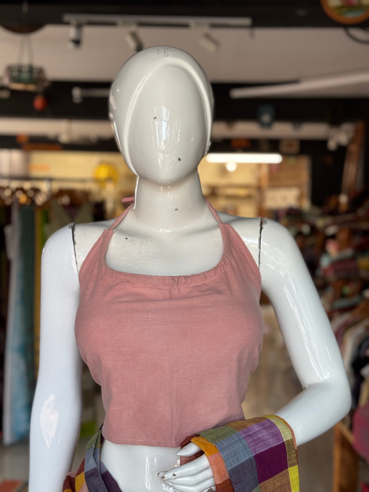 Halter neck, tie back cotton blouse - hand spun, hand woven, indigenous cotton, natural dyed - multiple colors available