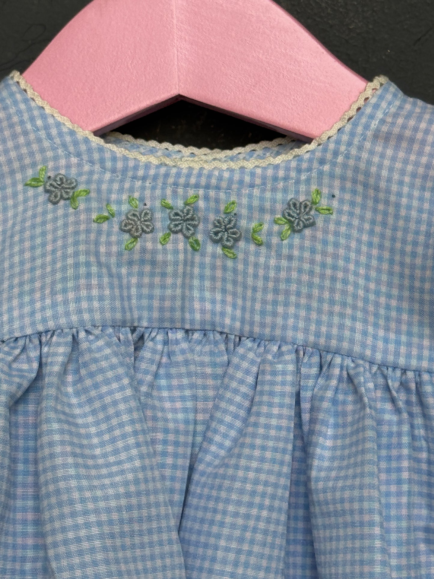Checkered hand embroidered cotton frill sleeves frock - colors n sizes available