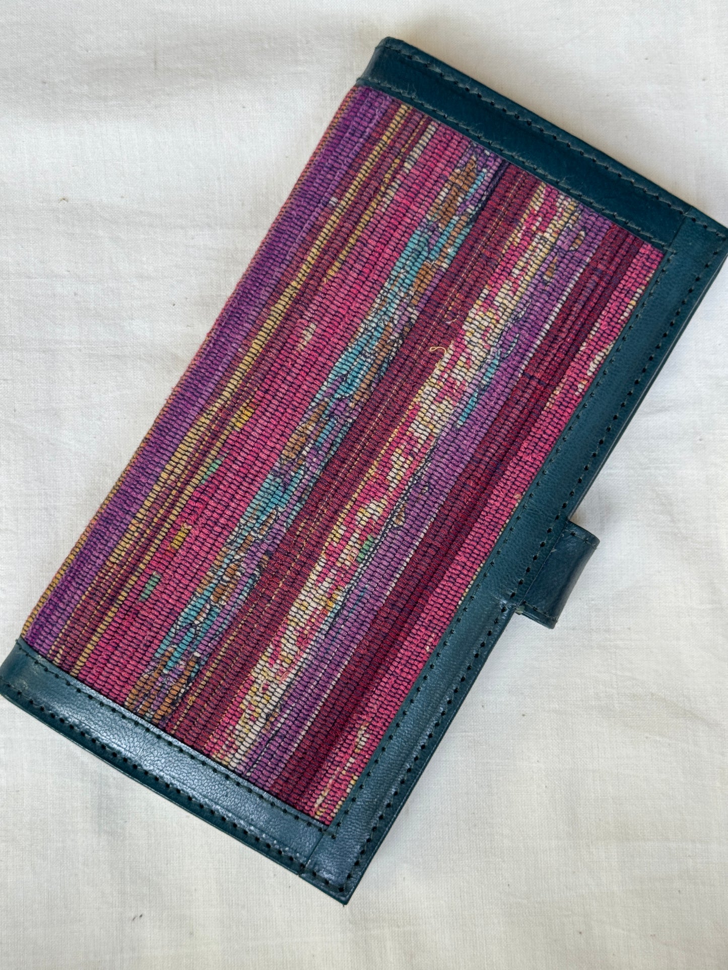 Fabric and leather based hand crafted ladies wallet