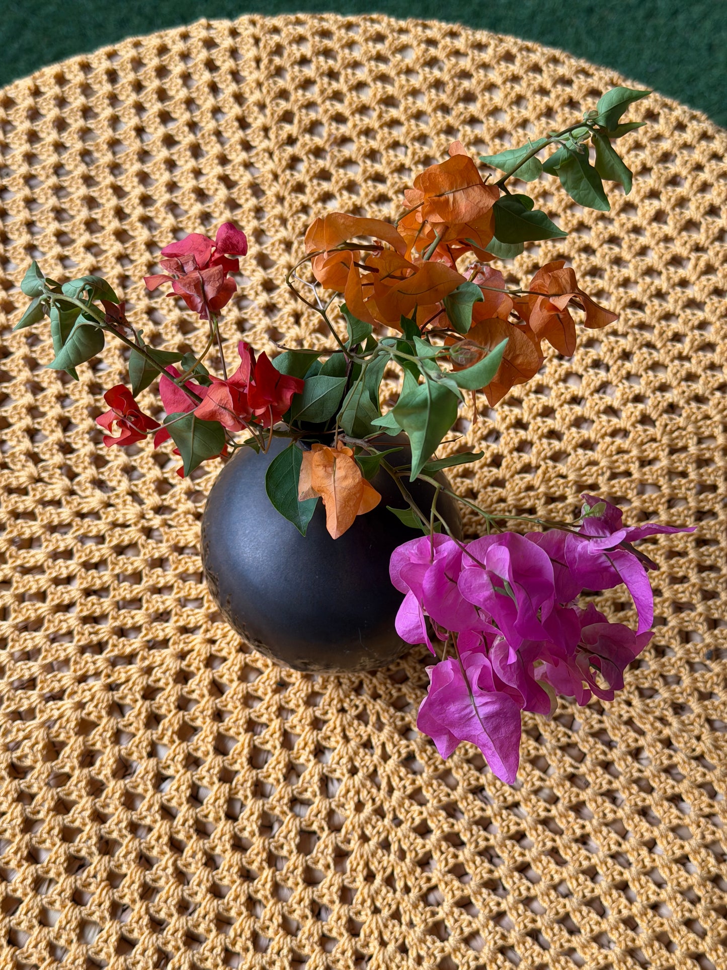 Hexagonal 36 x 36 inch Hand Crochet center table cover - cotton yarn - colors available