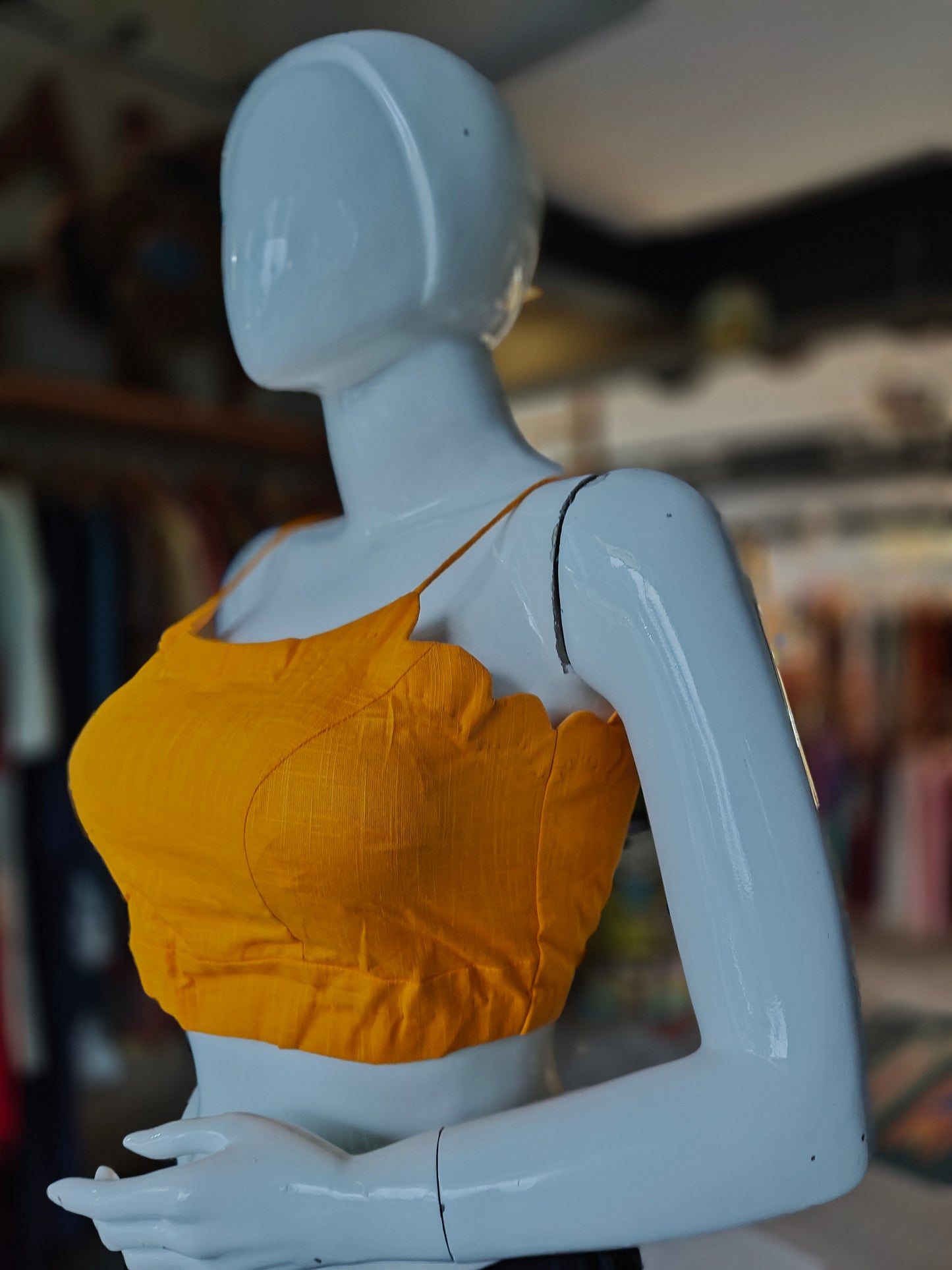 Noodle strap cotton blouse - with lining and pads