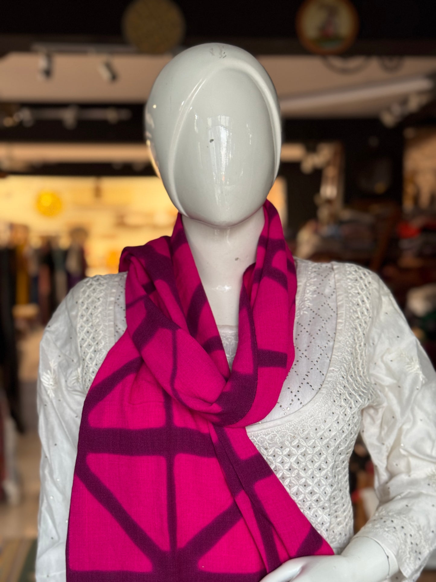 Merino wool stole with clamp dye