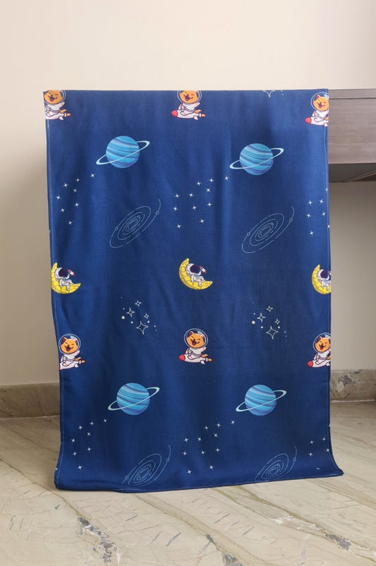 Space explorer printed light weight, absorbent bamboo bath towel for children