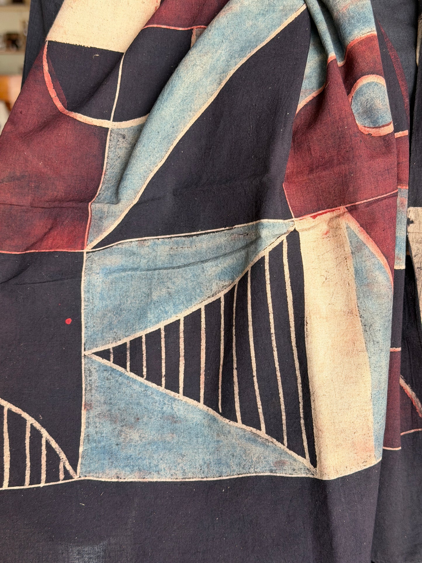 Brush hand art Ajrakh cotton stole - click to see designs