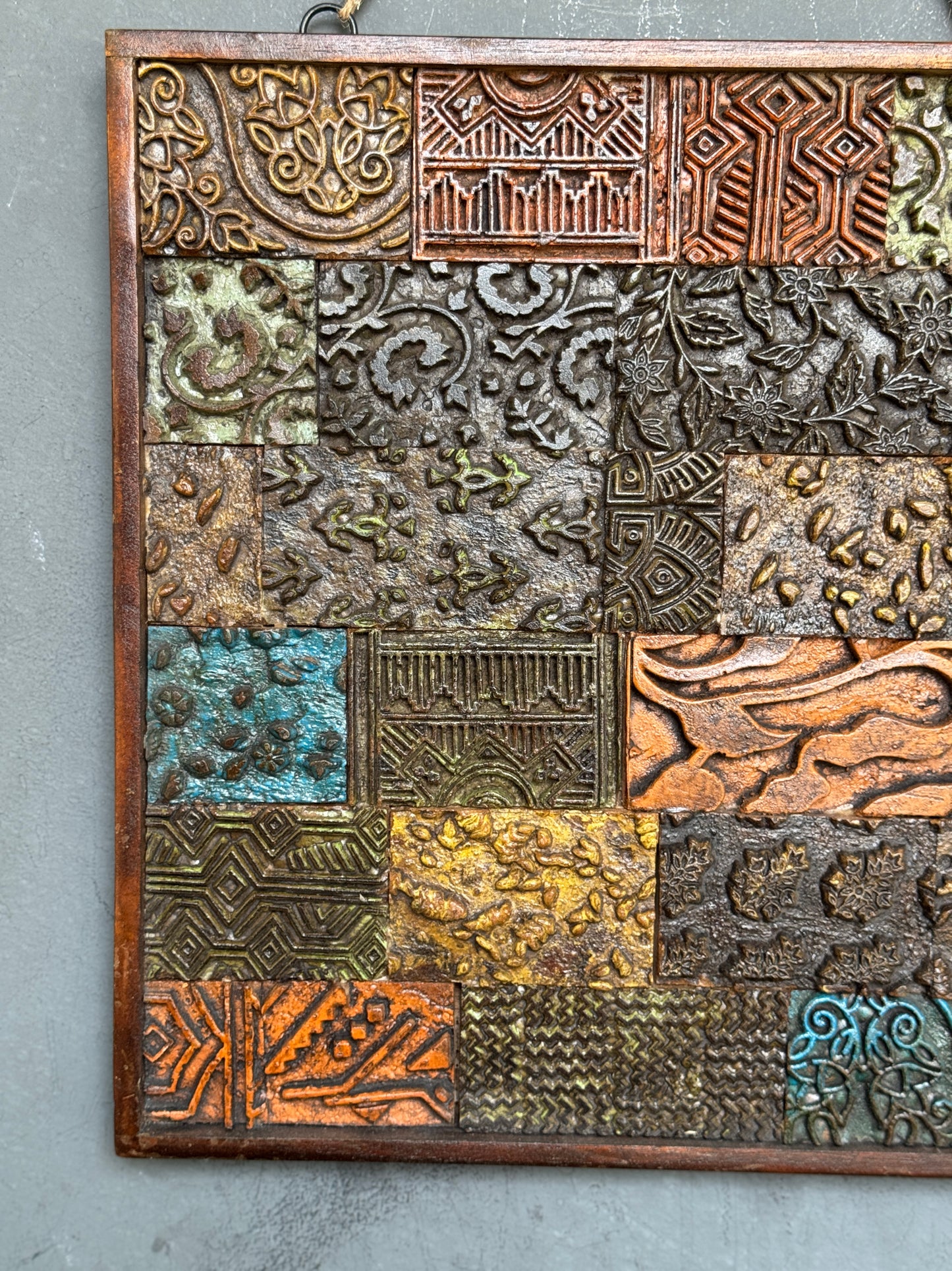 Wooden blocks wall panel - hand crafted unique wall decor