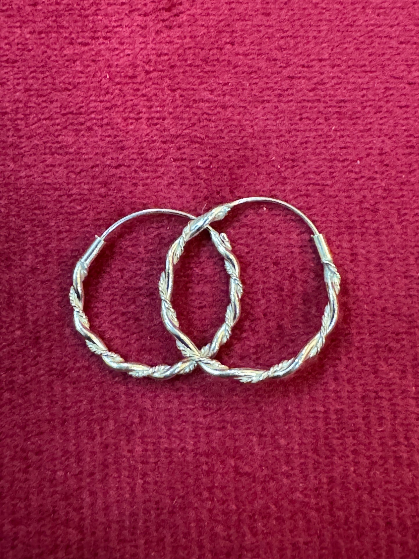 Twisted 92.5 sterling silver round hoops