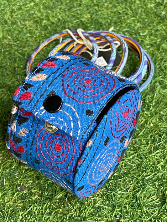 Bangle box with kantha hand embroidery