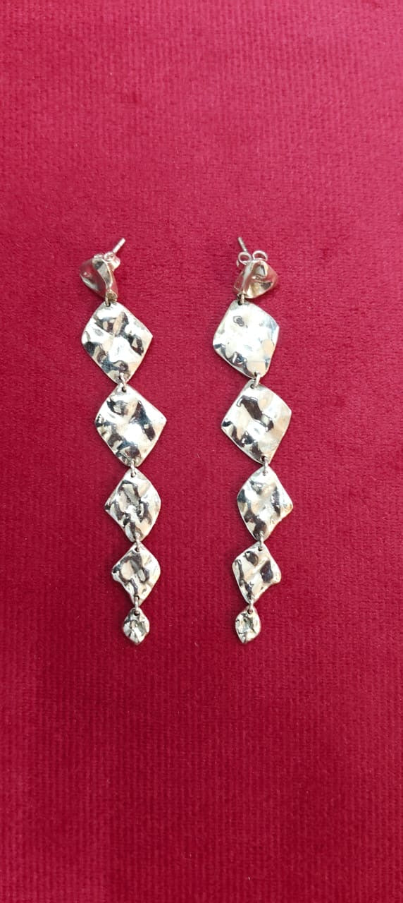 Long connected design modern n trendy look earrings in 92.5 sterling silver