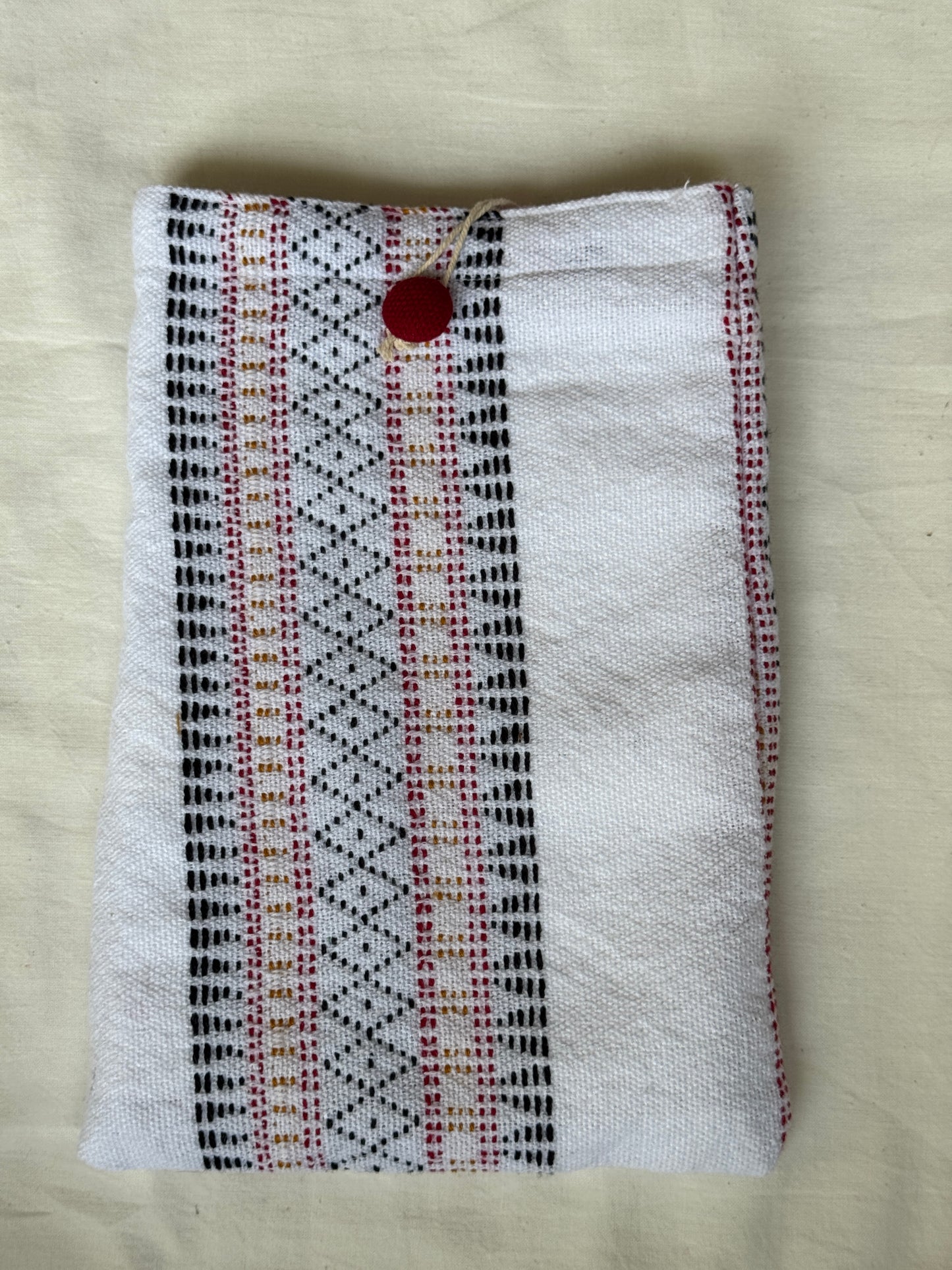 Ruled paper notebook journal / diary with gold foiled cover and  handwoven pouch