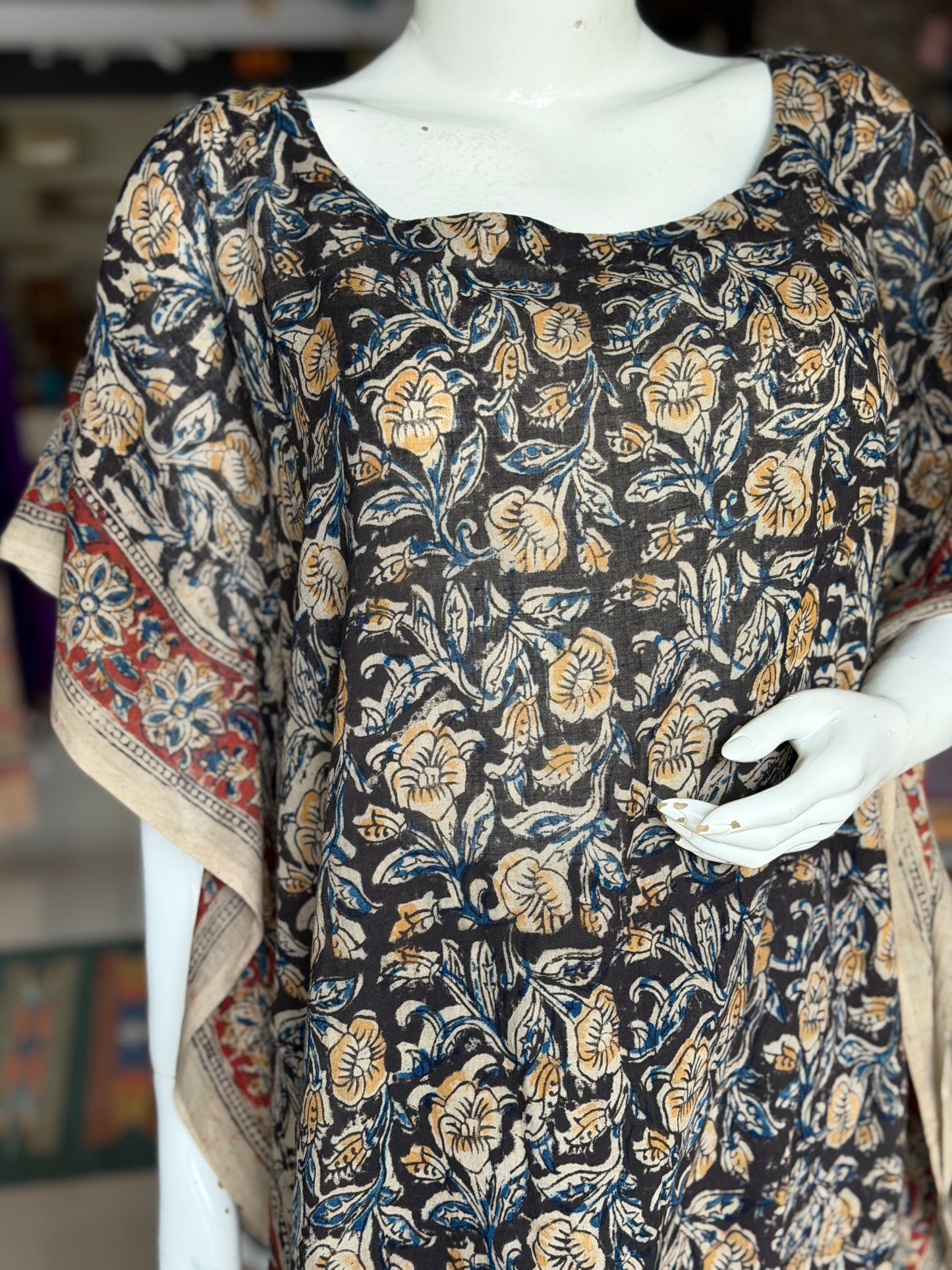 Kalamkari kaftan kurti - soft cotton with hand block prints - designs n colors options available