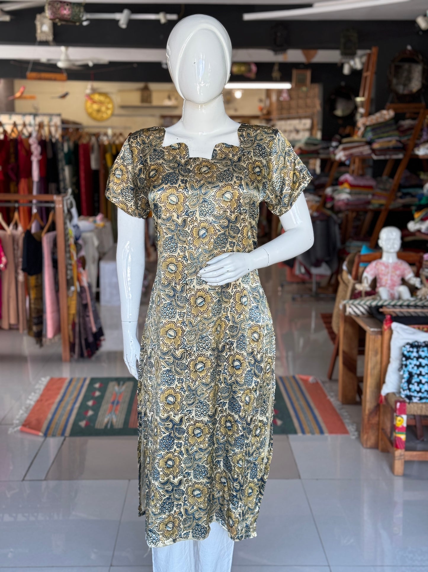 Mashru straight cuts kurti with Ajrakh hand block prints - click to see options
