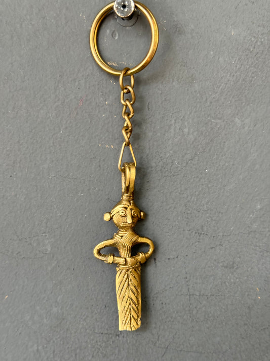 Brass lady key ring - handcrafted in dokra craft