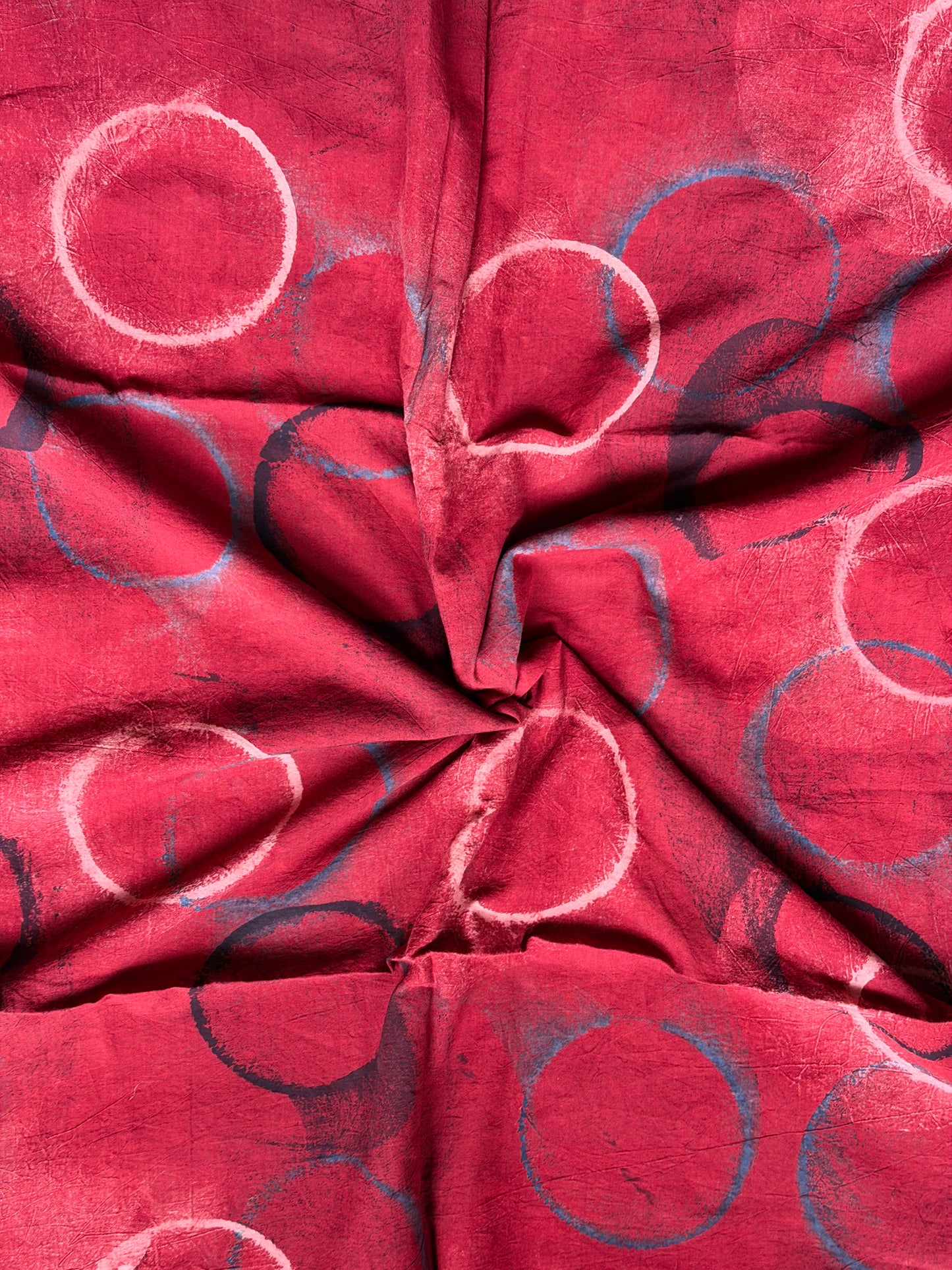 Maroon circles design cotton fabric with Ajrakh hand block prints