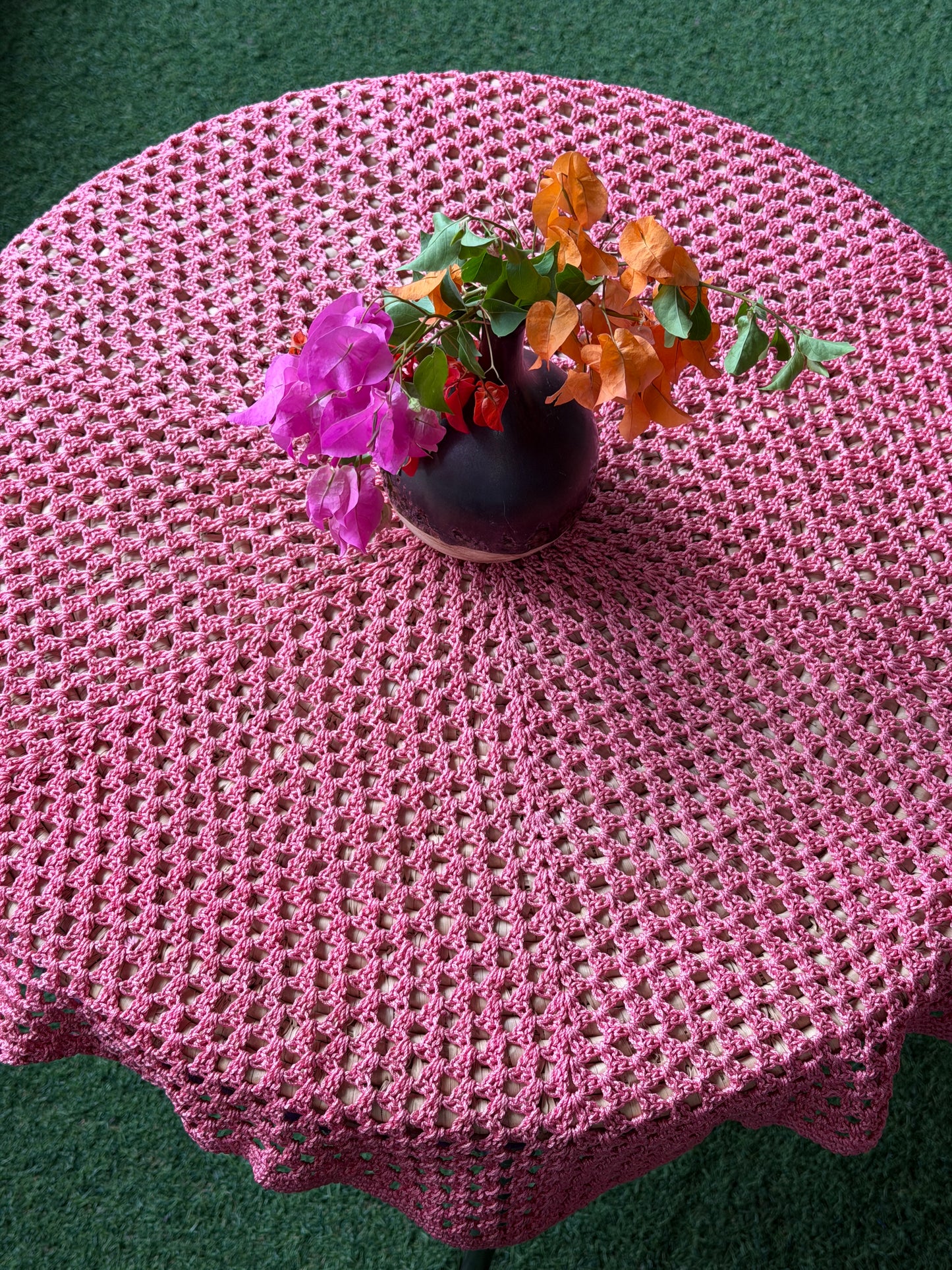 Hexagonal 30 x 30 Hand Crochet center table cover - cotton yarn - colors available