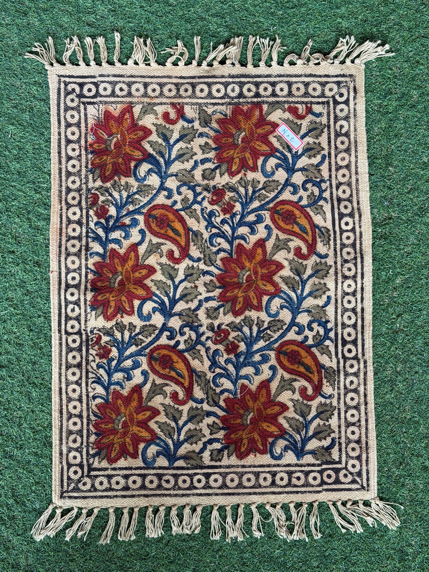 1.5 x 2 feet cotton Kalamkari hand block printed mat