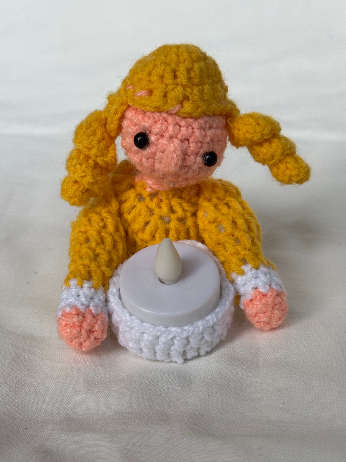 Crochet t-light holding fairy - handcrafted decor