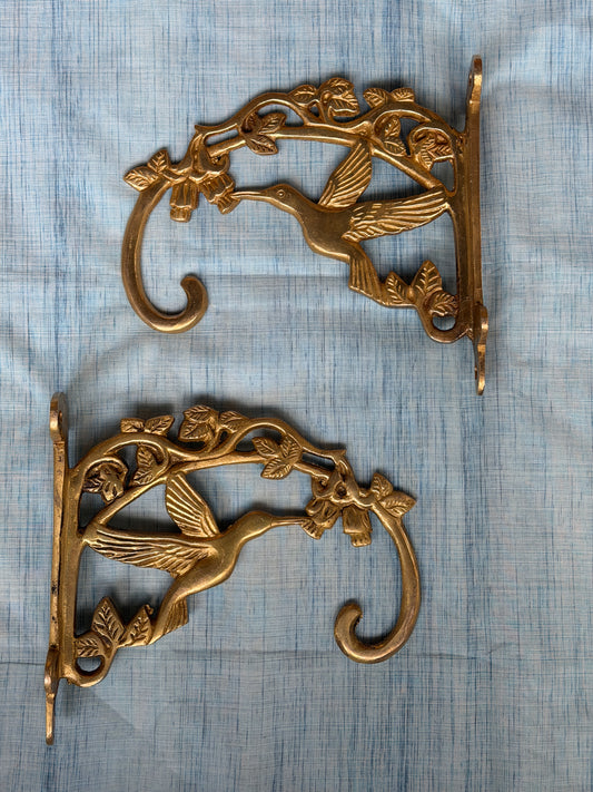Bird wall bracket in brass - 2 piece set