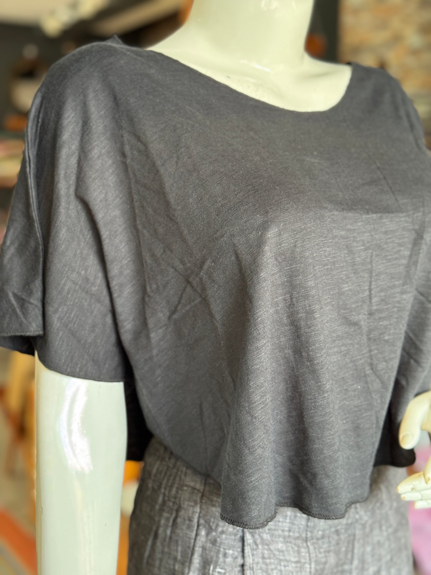 Knit cotton cape style crop top -  free size stretchable