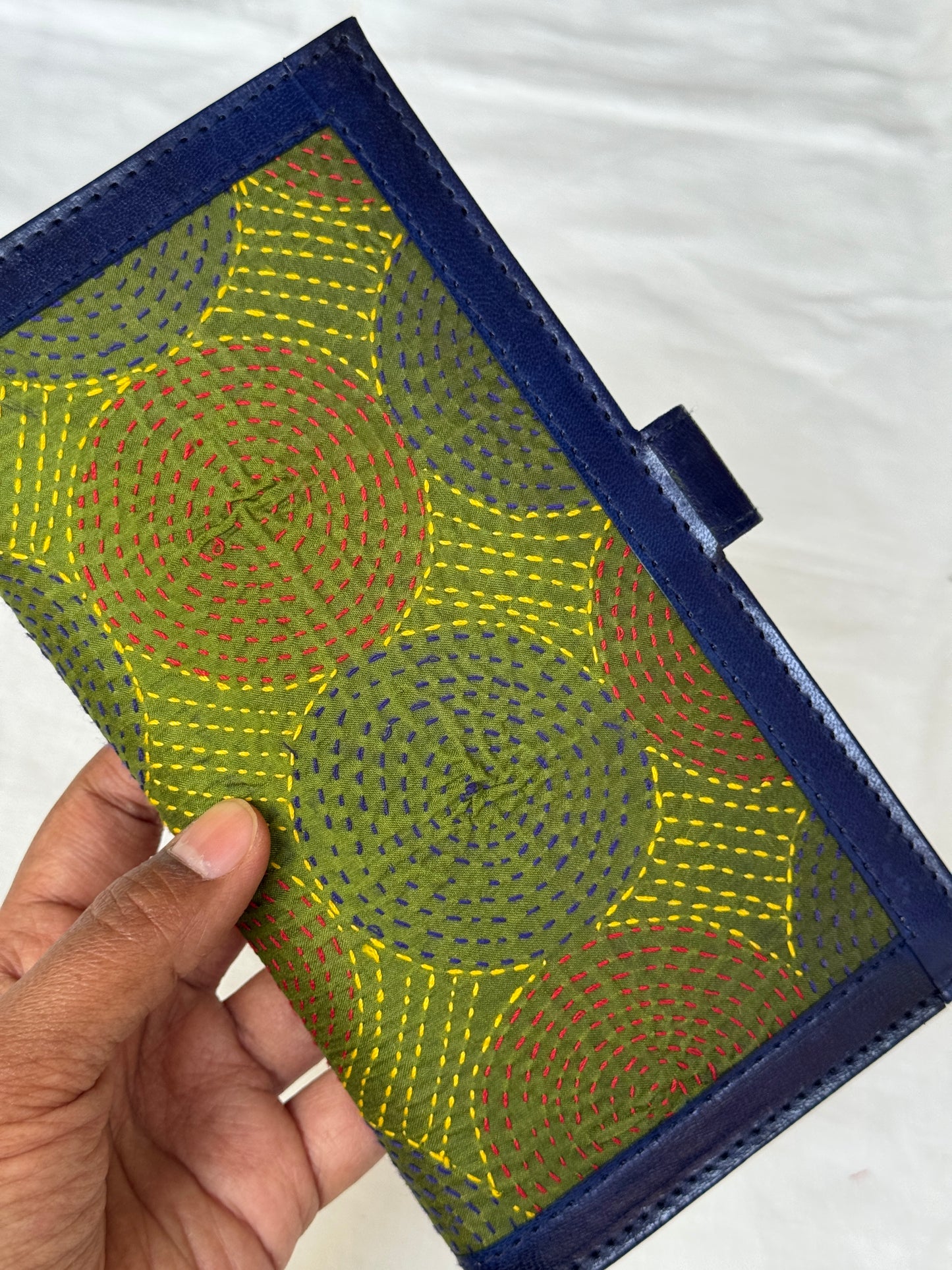 Fabric and leather based hand crafted ladies wallet