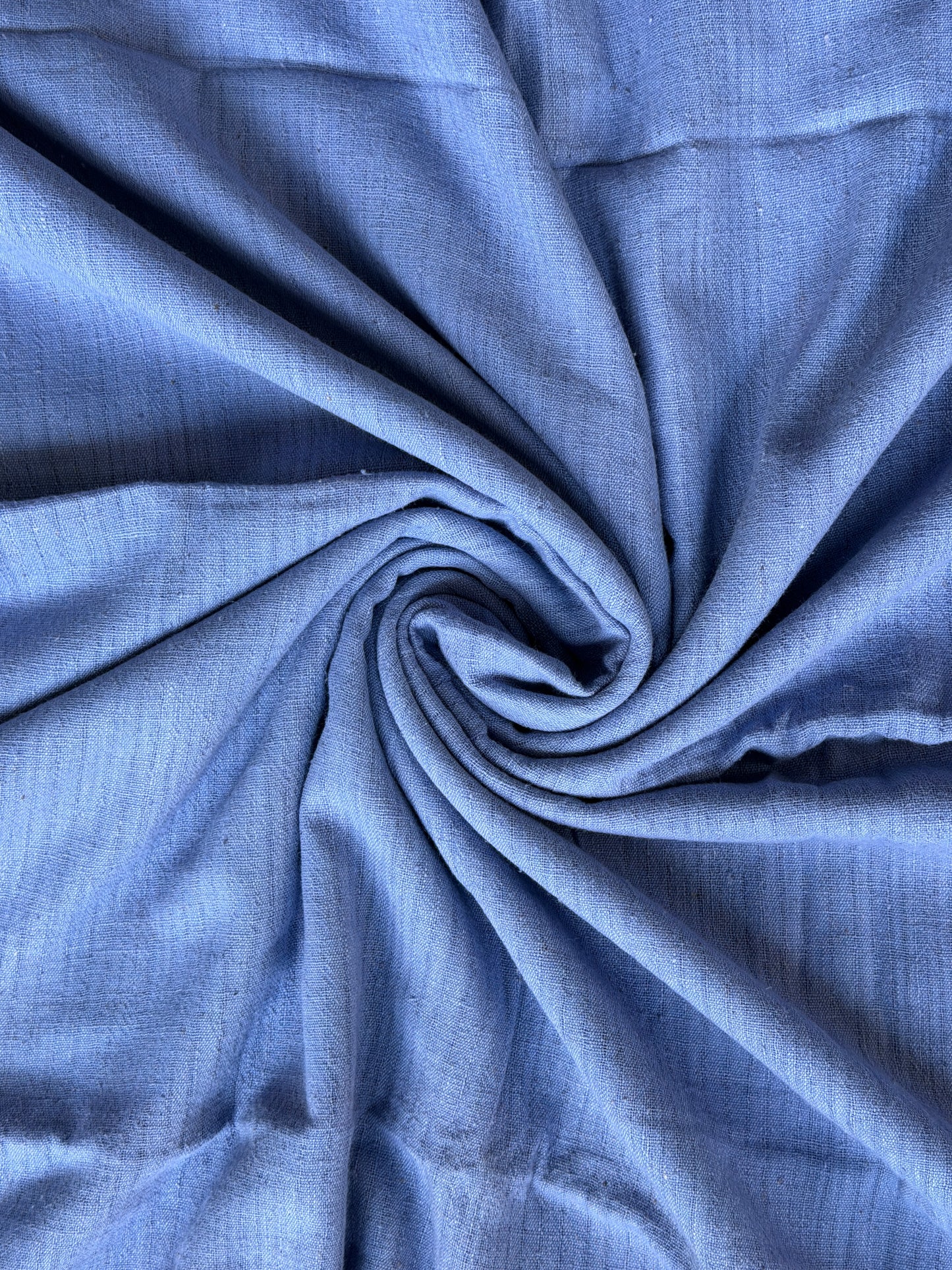 Lavender cotton hand spun, hand woven fabric with missing thread stripes weave