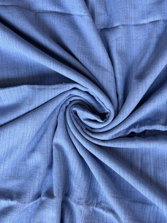 Lavender cotton hand spun, hand woven fabric with missing thread stripes weave