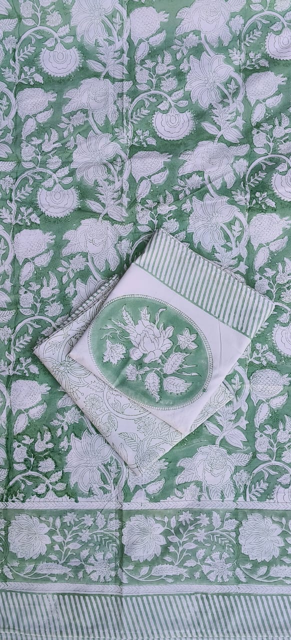 Soft fine percale cotton hand block printed super King 108 x 108 inches bedsheet - multiple designs available