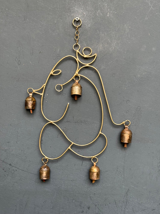 Bojja Ganesha  - copper handcrafted 5 bells hanging