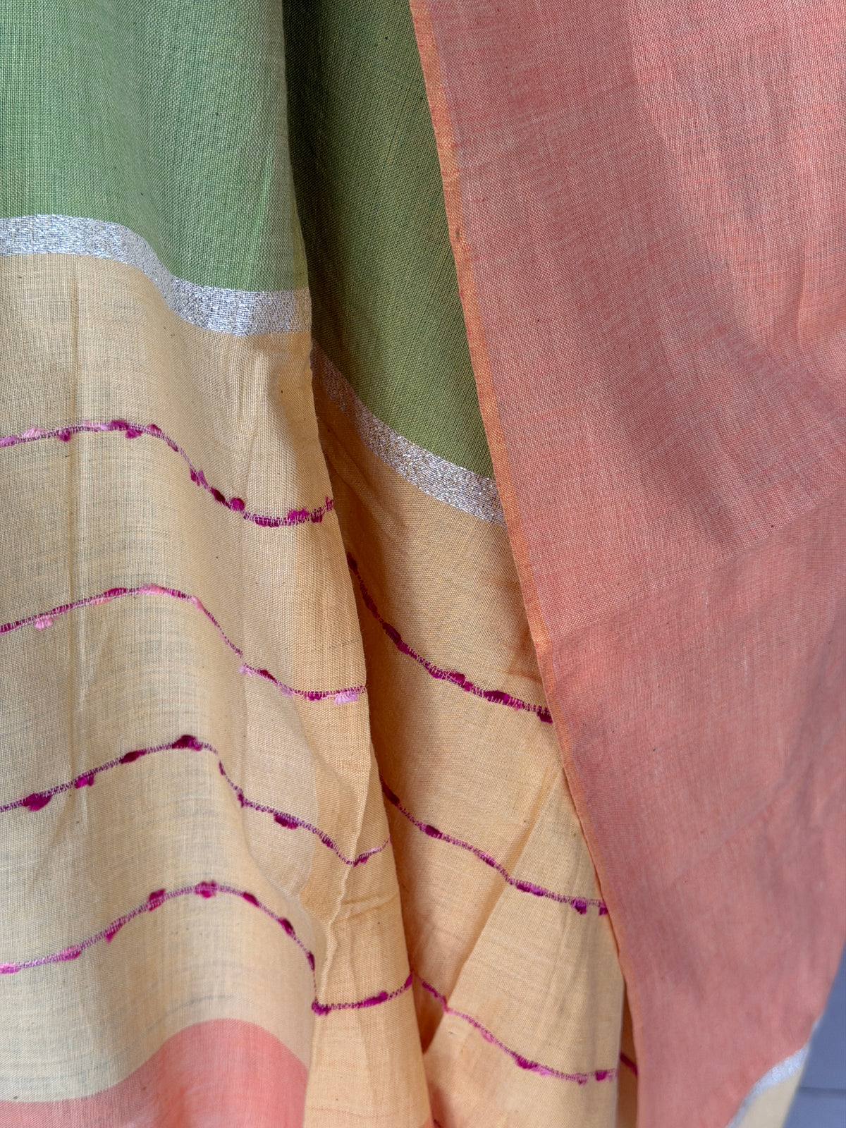 Color block handloom cotton dupatta - click to see color options