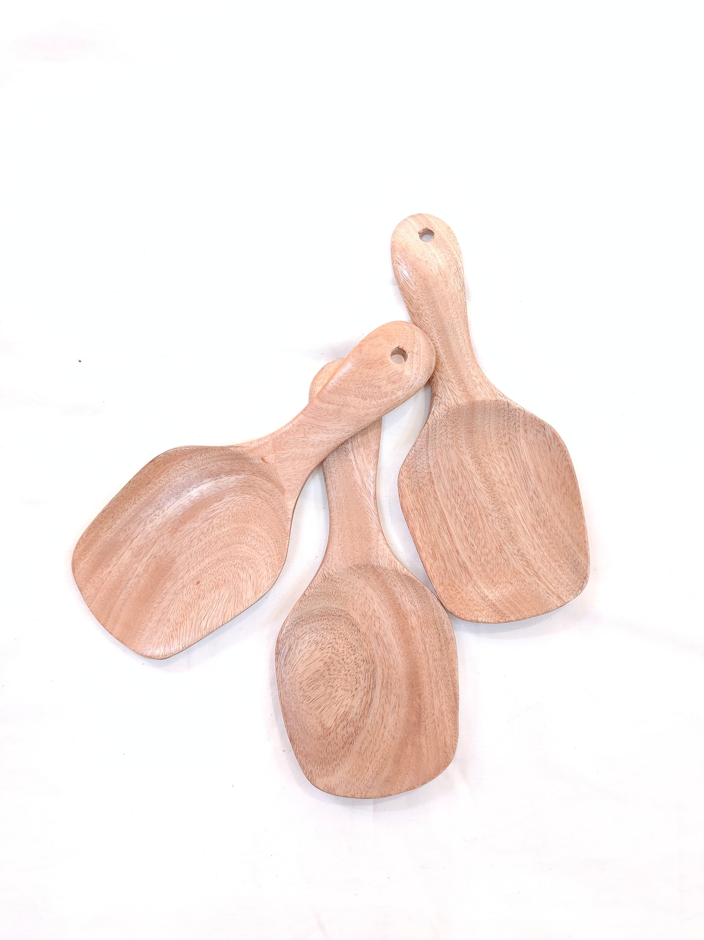 Wooden rice serving paddle spoon - handcrafted in neem wood