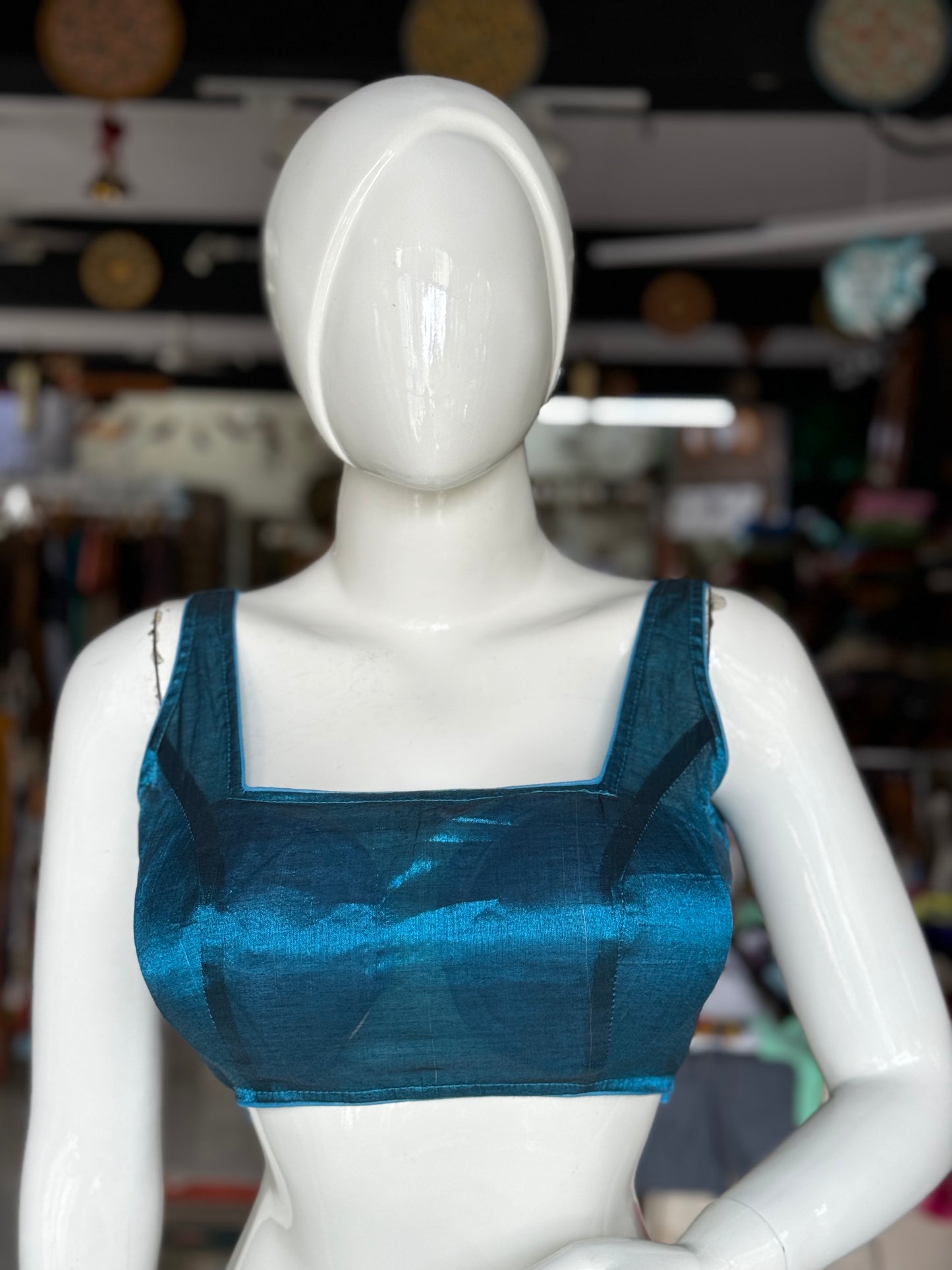 Cotton tissue sleeveless blouse with lining and pads- multiple colors