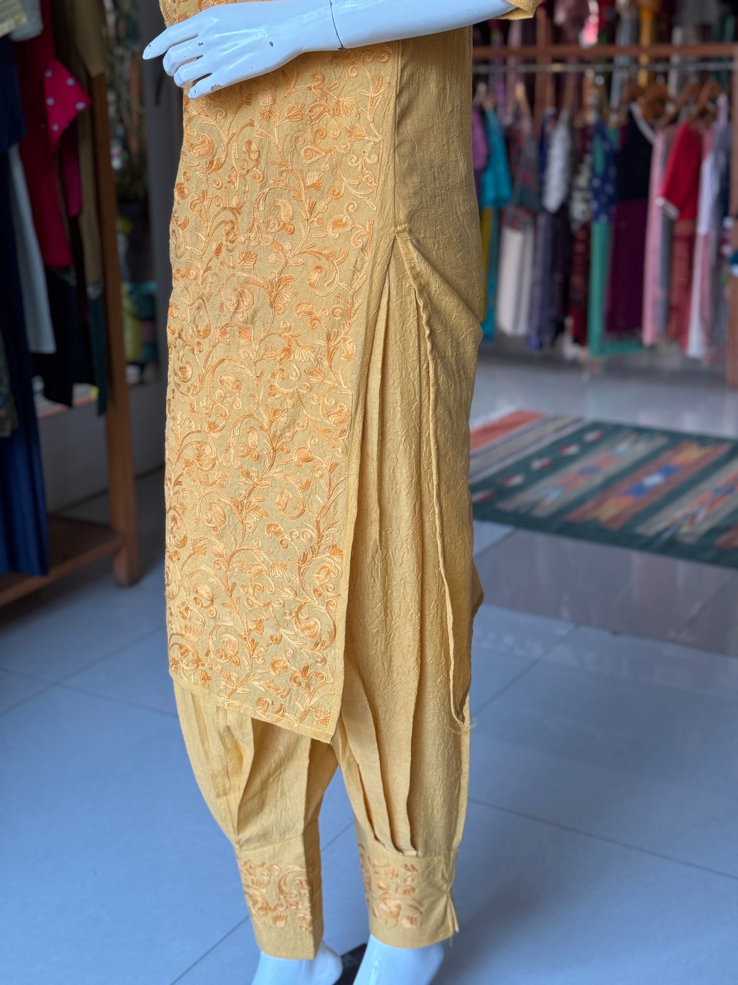 Aari embroidered kurti, pants - 2 piece set