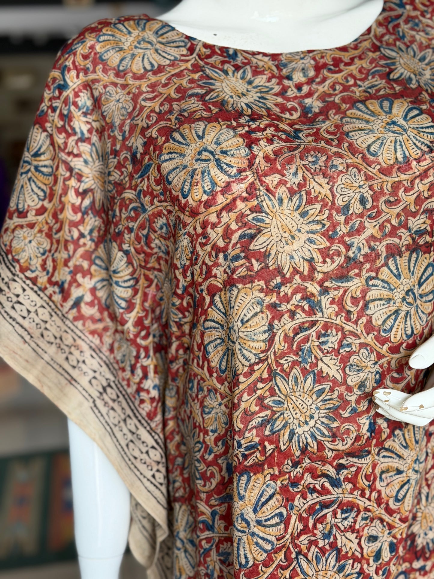 Kalamkari kaftan kurti - soft cotton with hand block prints - designs n colors options available