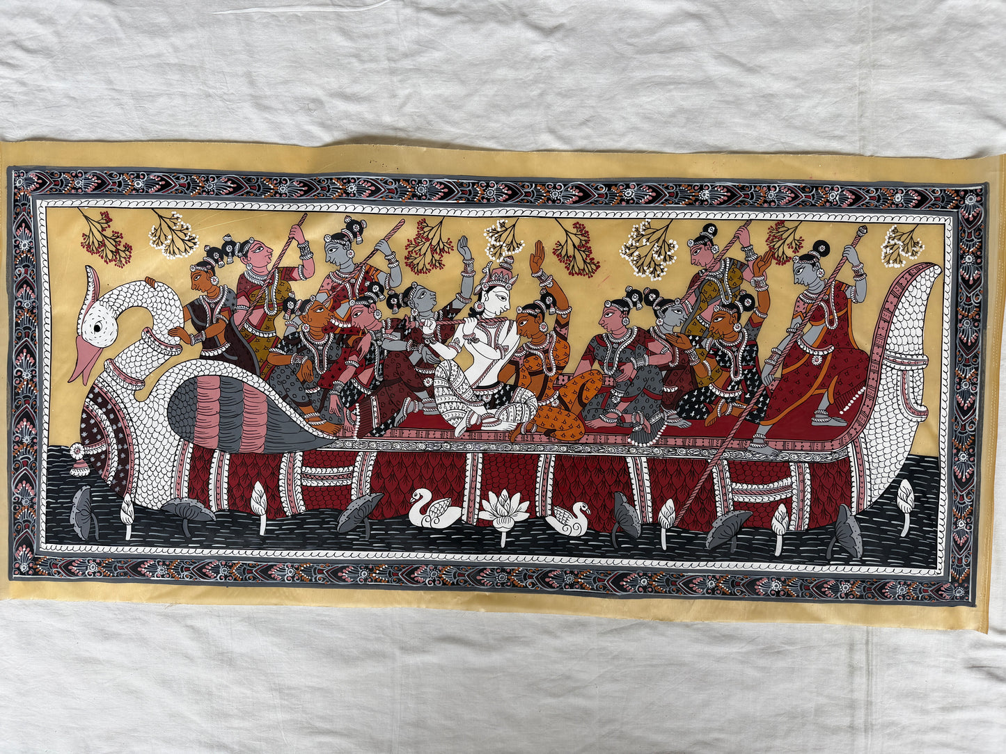 Krishna Patachitra painting 45 x 20 inches - without frame - Handpainted