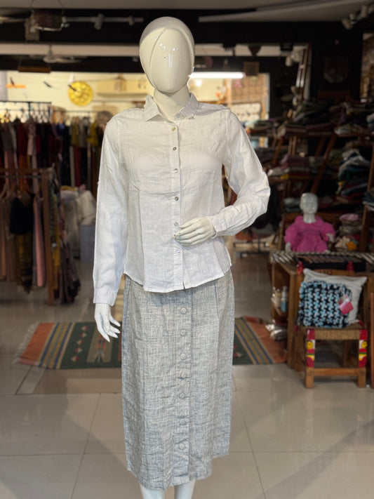 White handwoven linen shirt for women