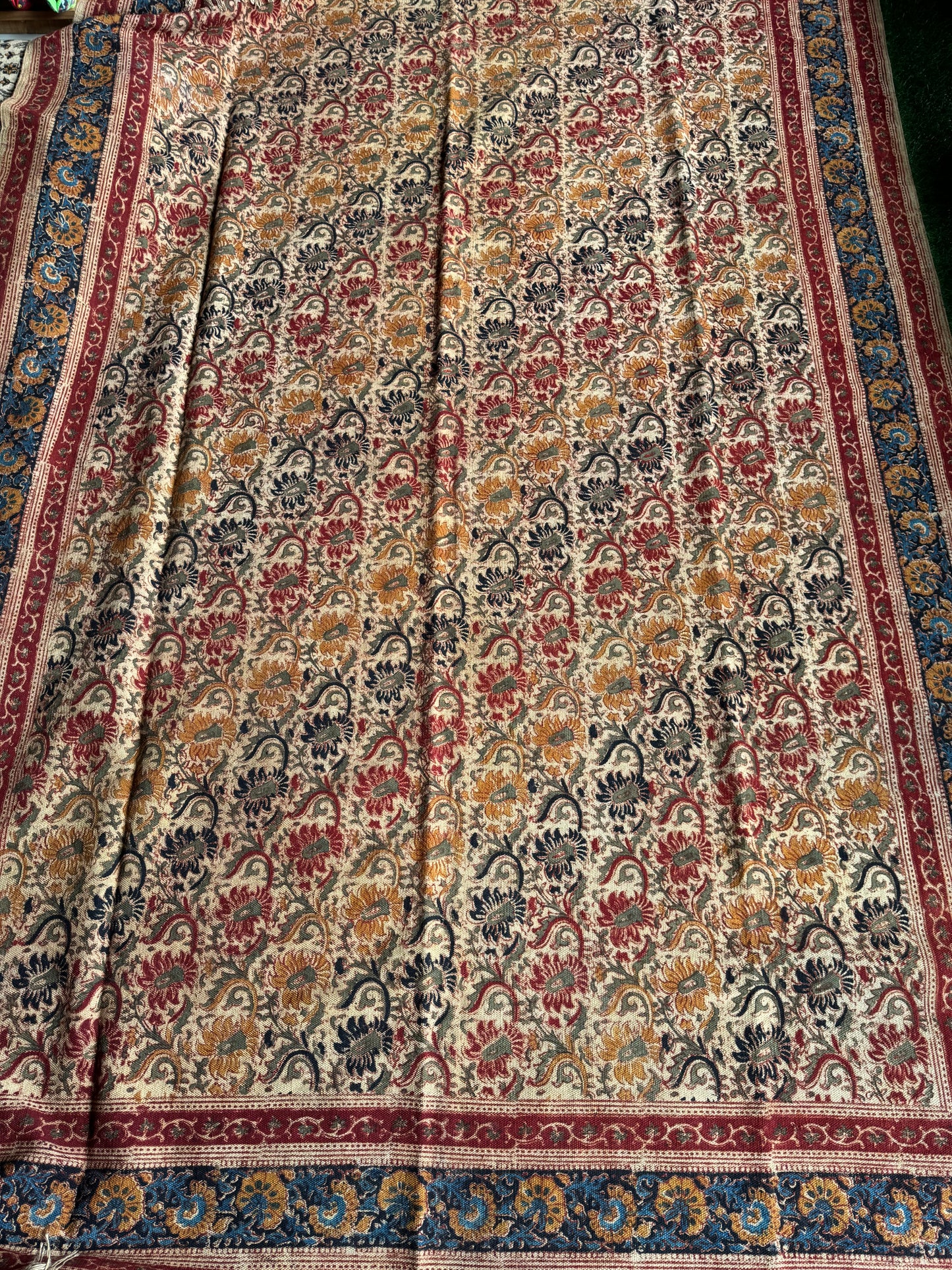 6 x 9 feet cotton Kalamkari hand block printed carpet