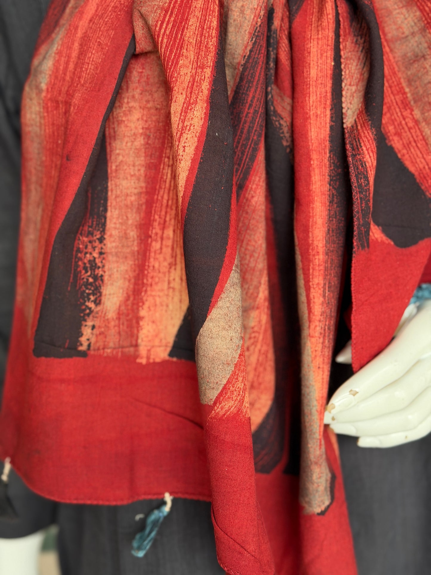 Brush hand art Ajrakh cotton stole - click to see designs