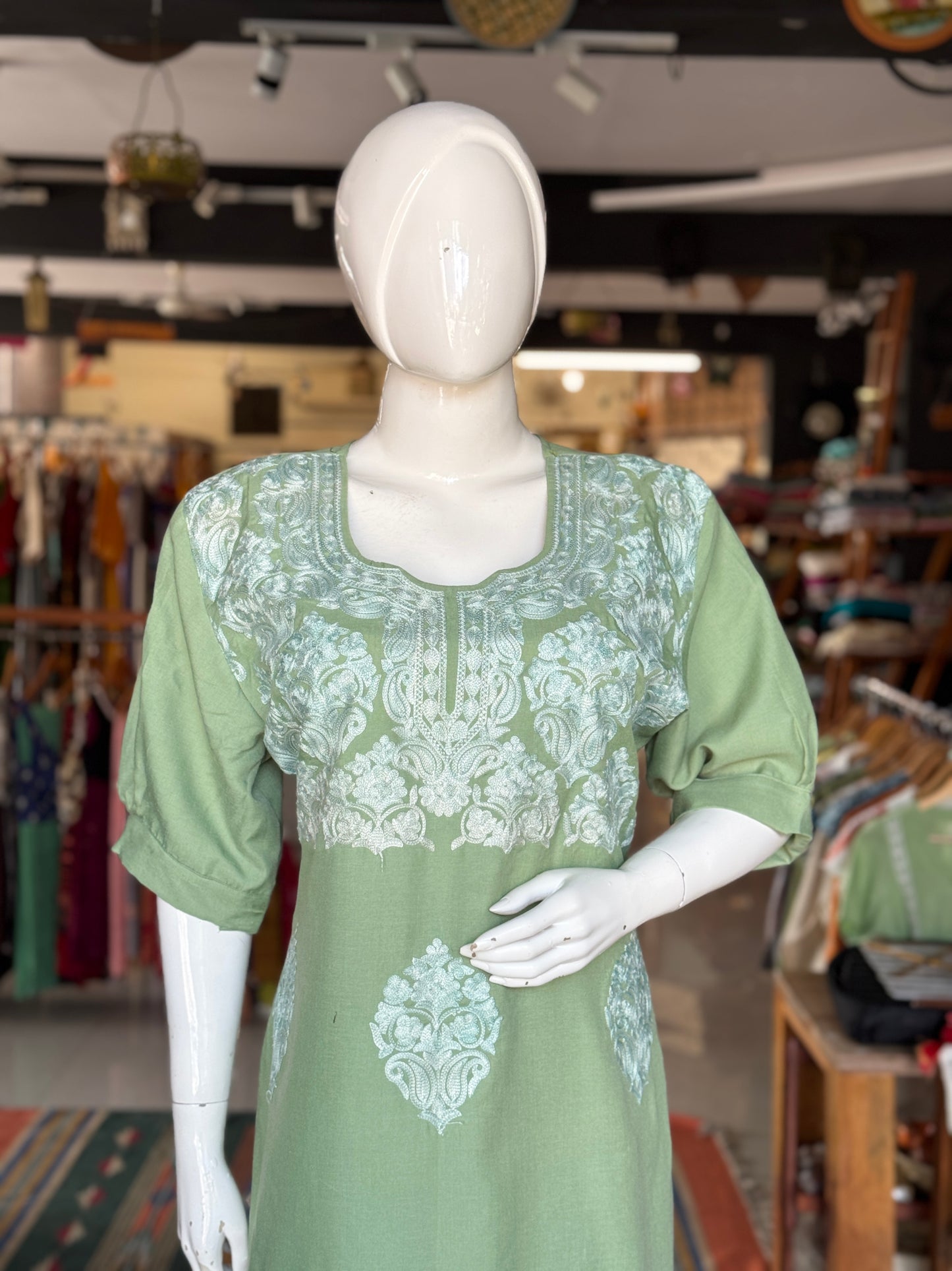 Aari embroidered kurti, pants - 2 piece set