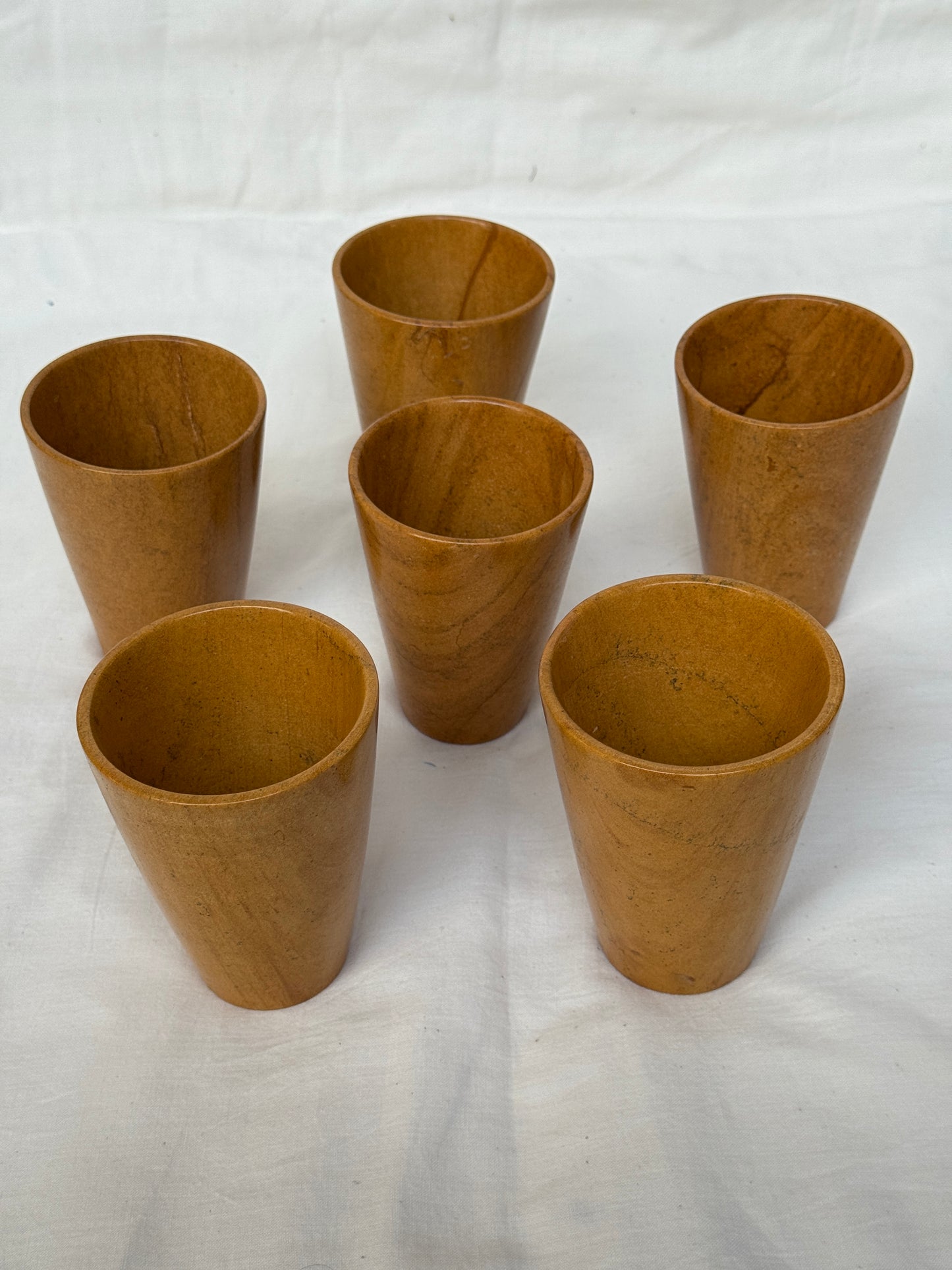 Yellow Jaisalmer stone handcrafted tumbler / glass - single