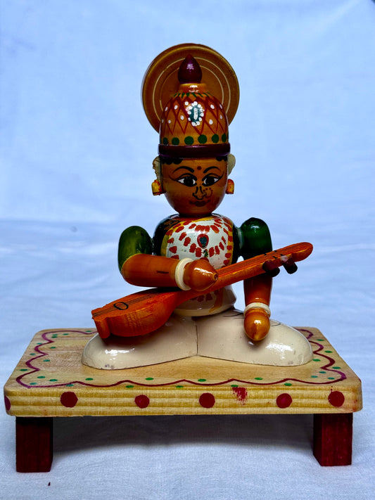 Saraswati Devi - Etikoppaka Wooden handicraft decor