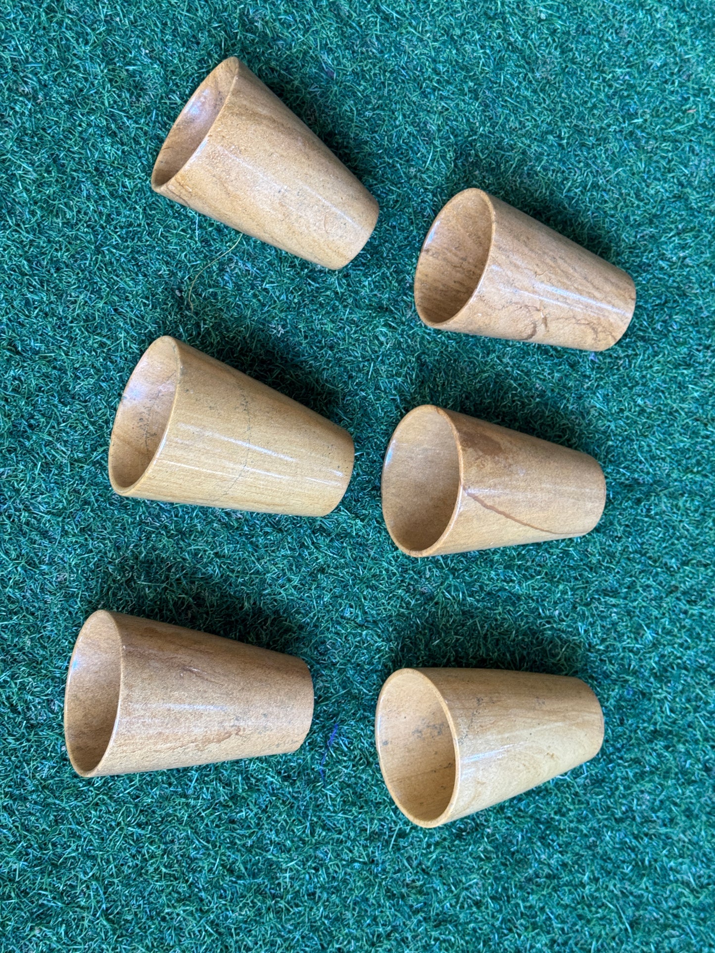 Yellow Jaisalmer stone handcrafted tumbler / glass - single