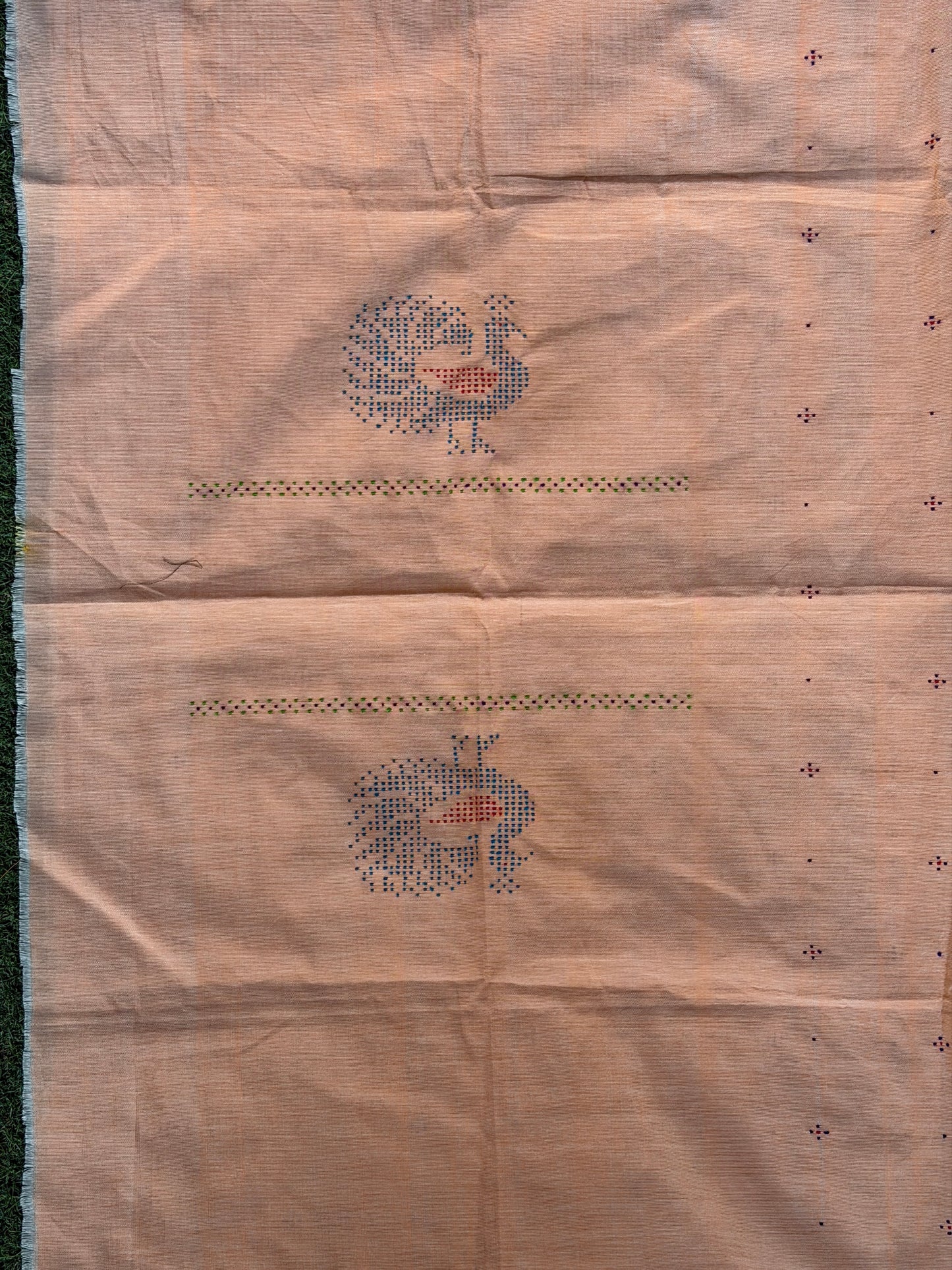 Peach Tangaliya handloom cotton unstitched blouse piece