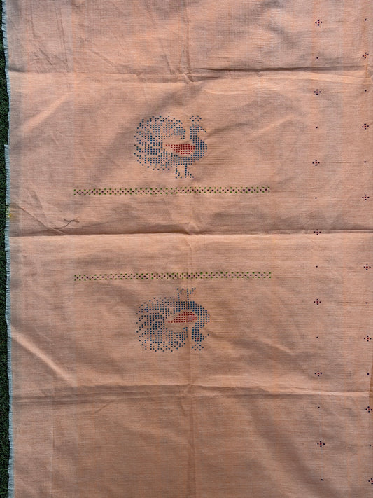 Peach Tangaliya handloom cotton unstitched blouse piece