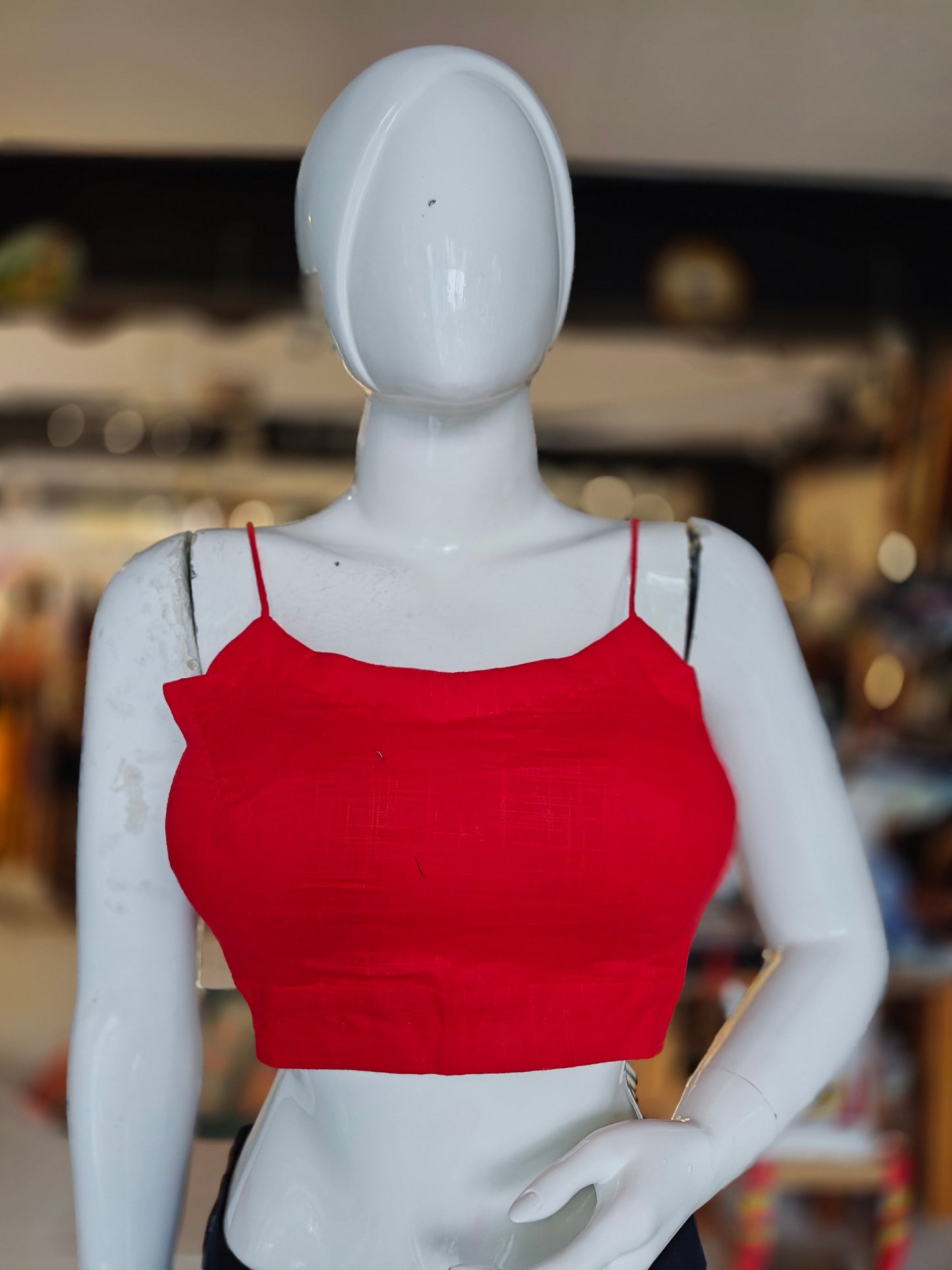 Noodle strap cotton blouse - with lining and pads