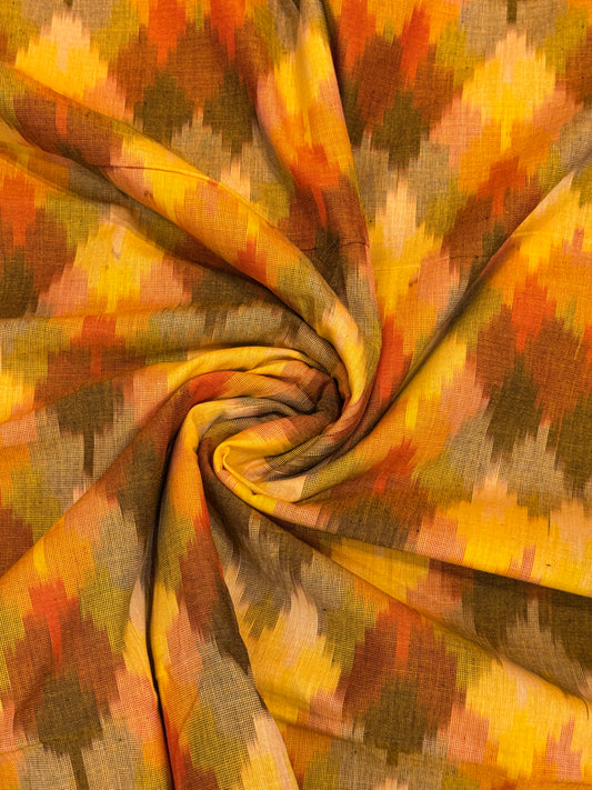 Shades of sun - colorful diamonds cotton handloom ikat fabric