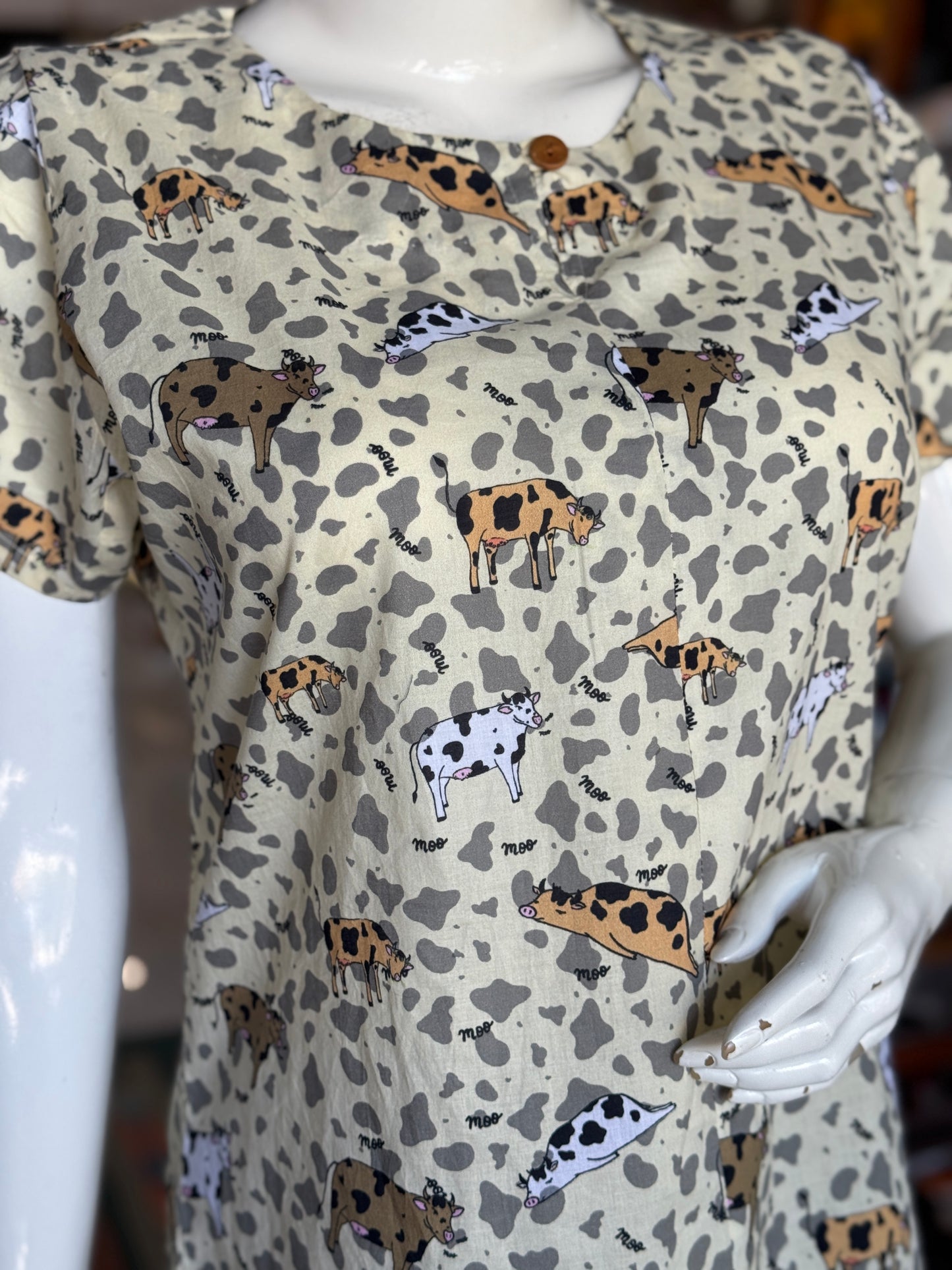 Cow moo print fun soft cotton top for women