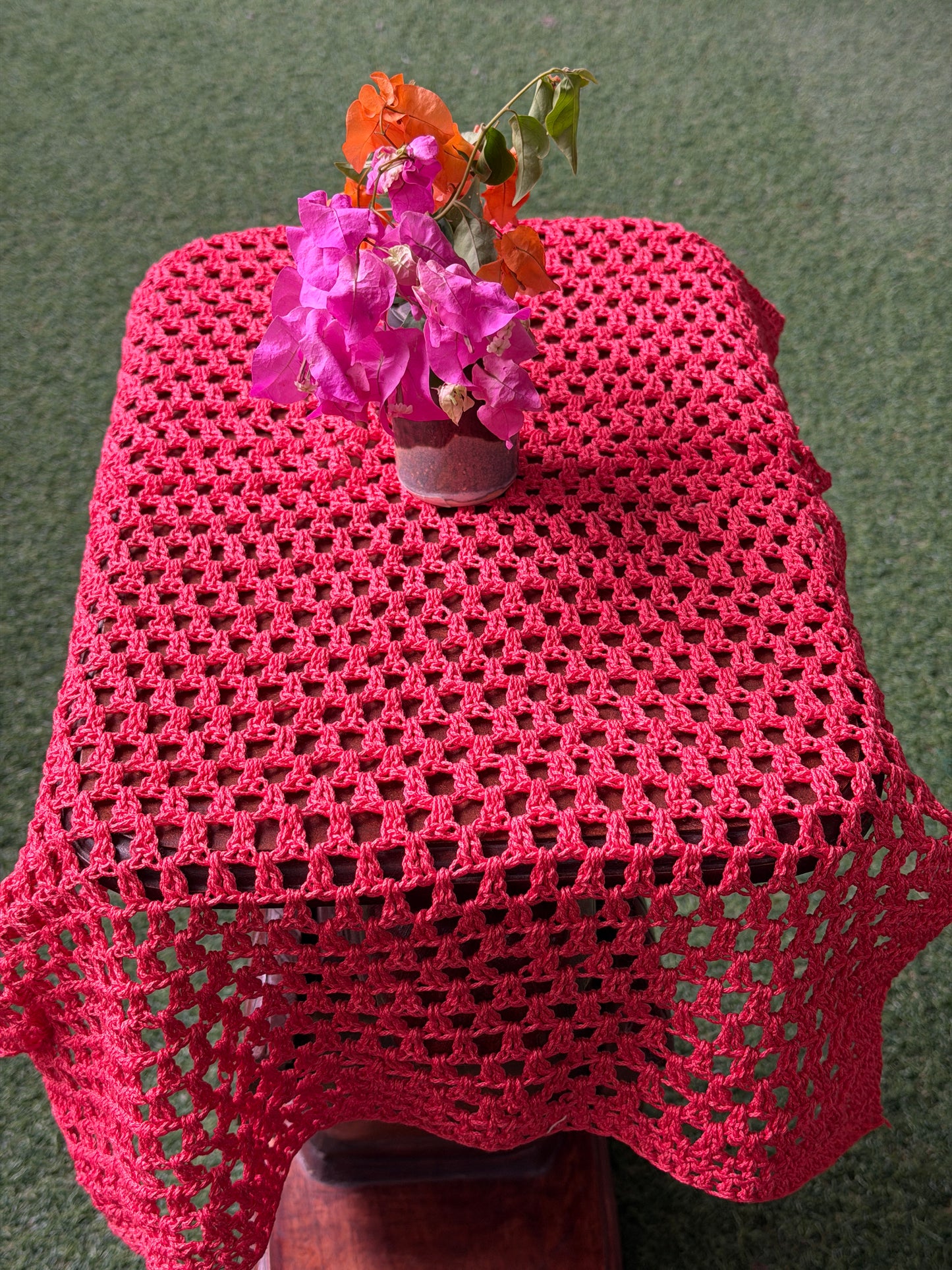 Hand Crochet rectangular teapoy table cover - hand crocheted with cotton yarn - 24 x 14 inches size approximately - colors available