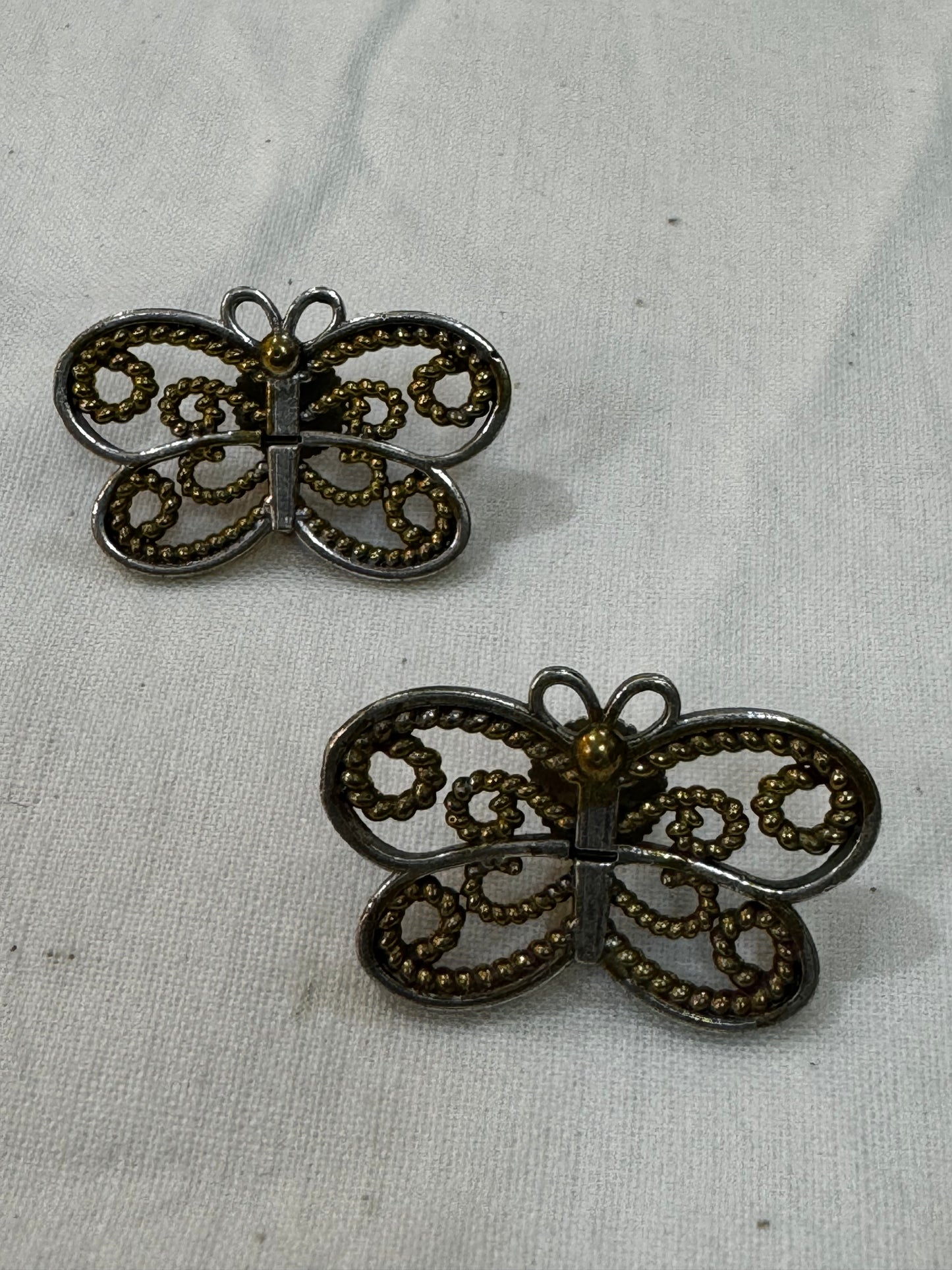 Dual tone butterfly studs ear rings